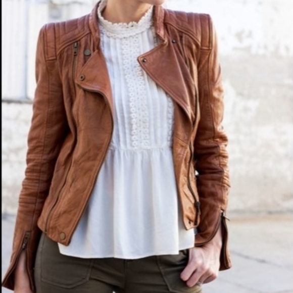 Zara trafaluc leather jacket (Camel) - Picture 2 of 6